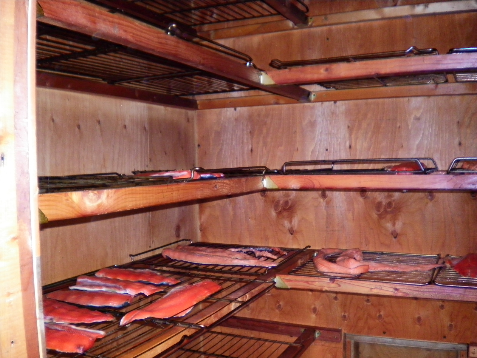 Sockeye salmon in the smoker.JPG